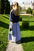 The Blue One – Handtasche im Zickzackmuster in Blau, Grün und Creme